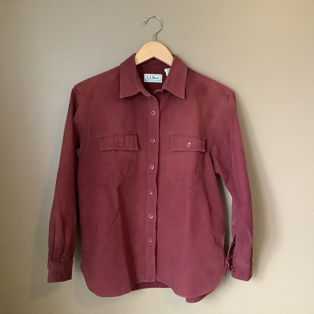 LL Bean burgundy chamois flannel shirt medium